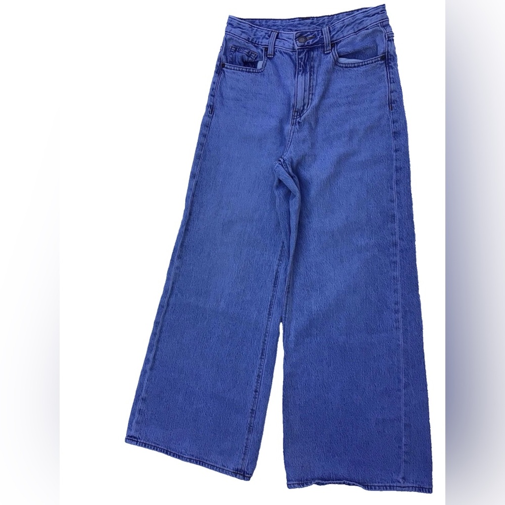 GU Women’s S High Rise Wide Leg Jeans Light Wash Denim Vintage Y2K Streetwear 90